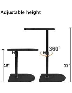 Mesa lateral ajustable YUHFERA en forma de C - Negro 2