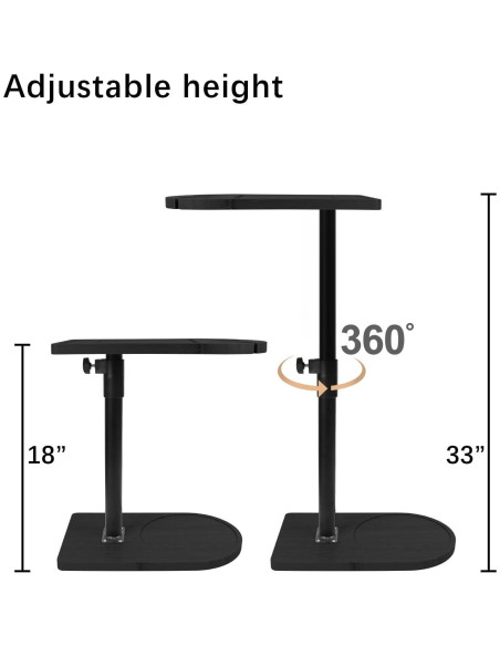Mesa lateral ajustable YUHFERA en forma de C - Negro