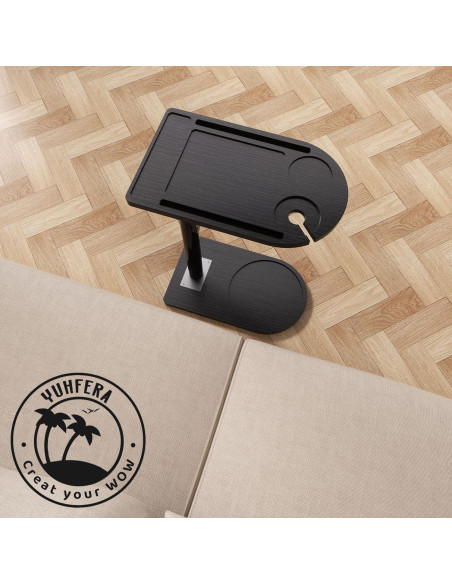 Mesa lateral ajustable YUHFERA en forma de C - Negro