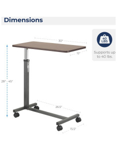 Mesa sobre la cama Drive Medical 13067 ajustable con ruedas 2