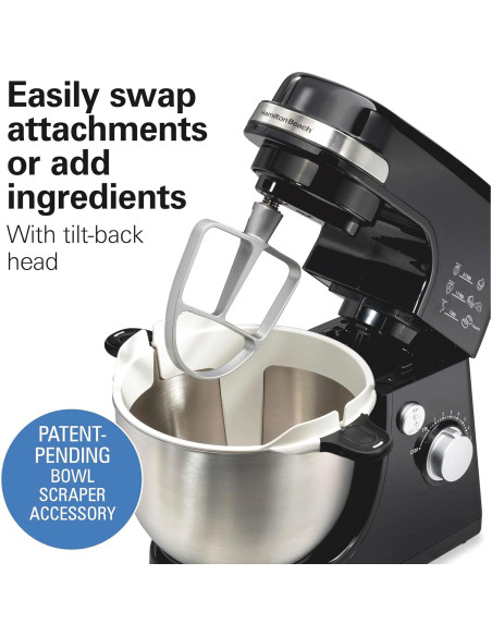 Mezclador de pie eléctrico Hamilton Beach 4L 7 velocidades negro