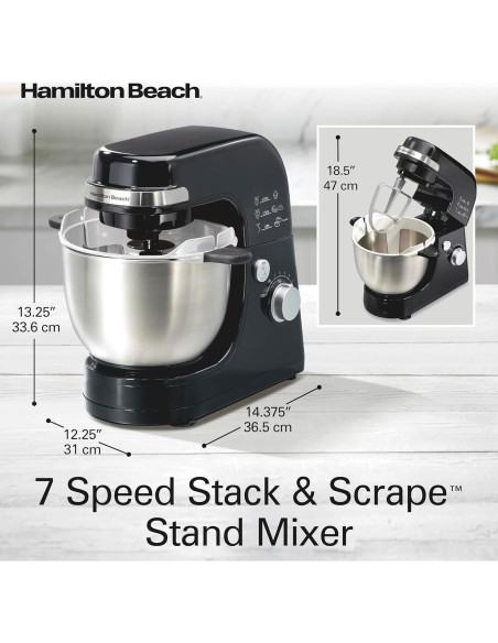 Mezclador de pie eléctrico Hamilton Beach 4L 7 velocidades negro