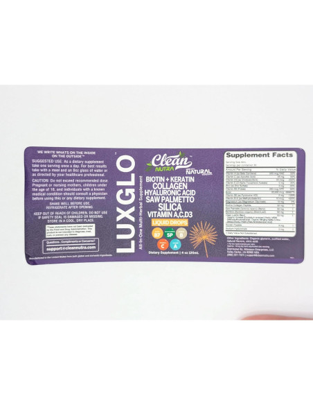 Gotas Líquidas de Biotina y Colágeno LuxGlo 45.4g