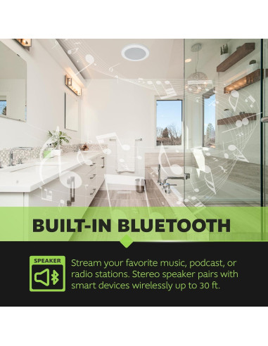 Ventilador de Baño Homewerks 7130-16-BT con Luz LED y Bluetooth