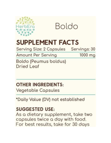 Cápsulas de Boldo 500 mg HerbEra - 60 Unidades Naturales