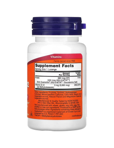 Metril B-12 5000 mcg NOW - 60 Pastillas Veganas Metril B-12 5000 mcg NOW - 60 Pastillas Veganas