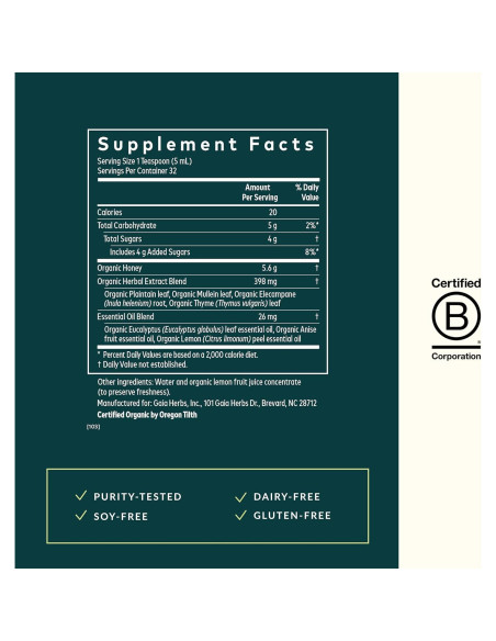 Jarabe Bronquial Gaia Herbs 160 ml - Soporte Inmunológico y Pulmonar