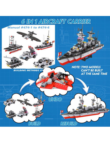Juego de Bloques de Construcción Portaaviones 1296 Piezas EP