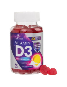 Suplemento Gummy Vitamina D3 5000 IU Nature's Nutrition - 60 Gomas