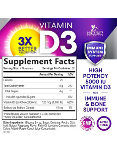 Suplemento Gummy Vitamina D3 5000 IU Nature's Nutrition - 60 Gomas 2