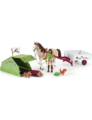 Juego de Camping Schleich Horse Club 23 Piezas con Caballo y Muñeca