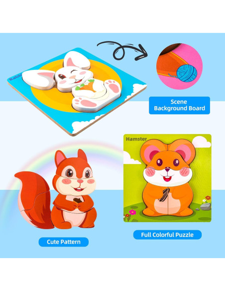 Rompecabezas de Madera Montessori YUNHE 6 Animales 0.64 kg