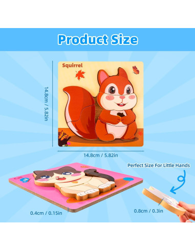 Rompecabezas de Madera Montessori YUNHE 6 Animales 0.64 kg