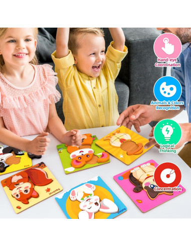 Rompecabezas de Madera Montessori YUNHE 6 Animales 0.64 kg