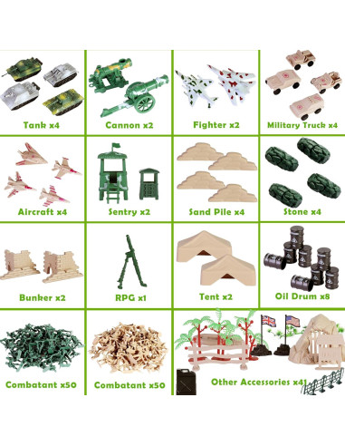 Juego de Juguetes de Base Militar 180 Piezas CHAXUNTEN