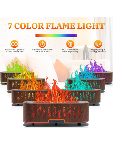 Difusor de Aceite Esencial Rivola 200ml con Llama LED y Temporizador