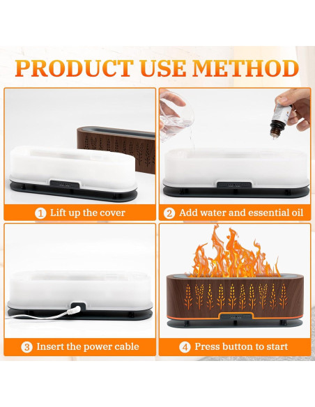 Difusor de Aceite Esencial Rivola 200ml con Llama LED y Temporizador