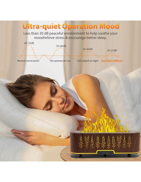 Difusor de Aceite Esencial Rivola 200ml con Llama LED y Temporizador