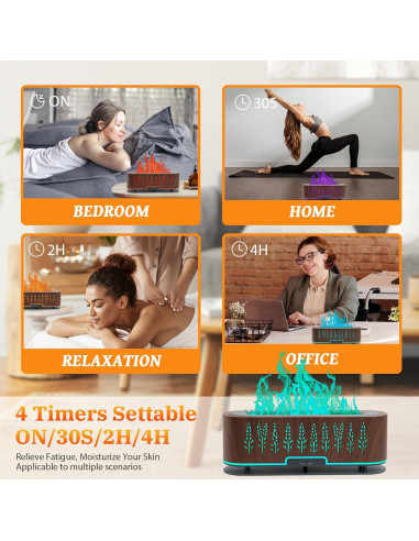 Difusor de Aceite Esencial Rivola 200ml con Llama LED y Temporizador