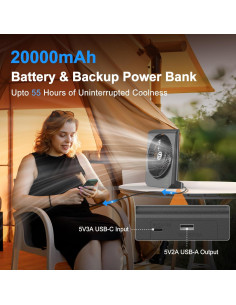 Ventilador de caja portátil Cmyfato F016 10" recargable 20000mAh 2