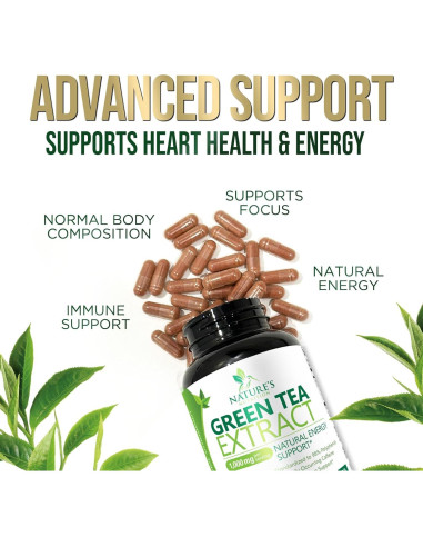 Cápsulas de Extracto de Té Verde 1000mg Nature's Nutrition
