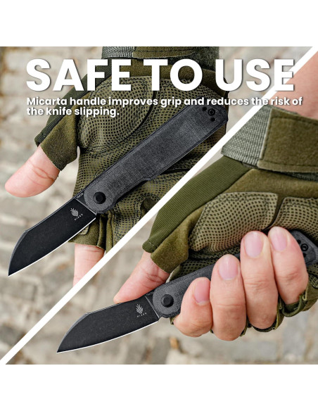 Cuchillo de bolsillo Kizer Klipper 80mm acero 154CM micarta negro