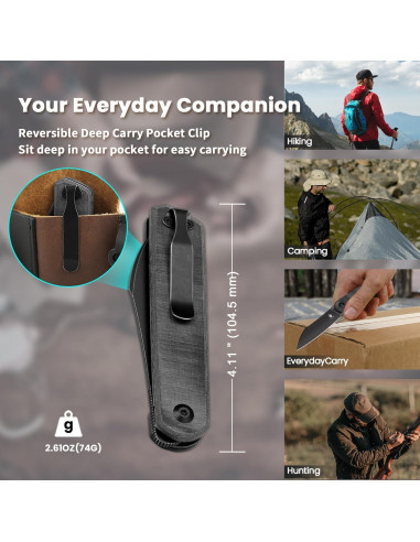 Cuchillo de bolsillo Kizer Klipper 80mm acero 154CM micarta negro