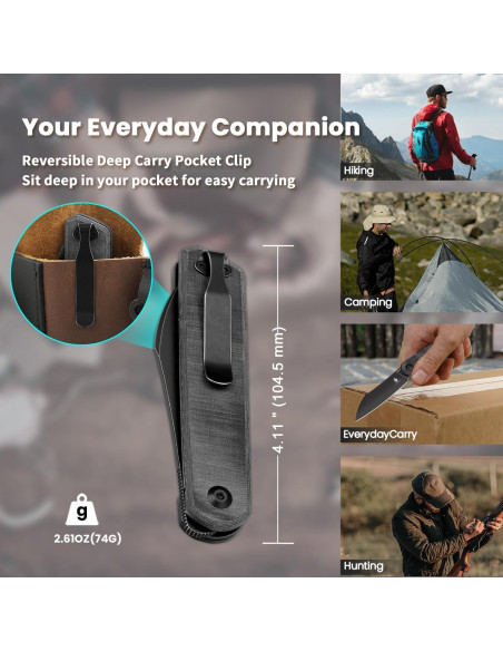 Cuchillo de bolsillo Kizer Klipper 80mm acero 154CM micarta negro