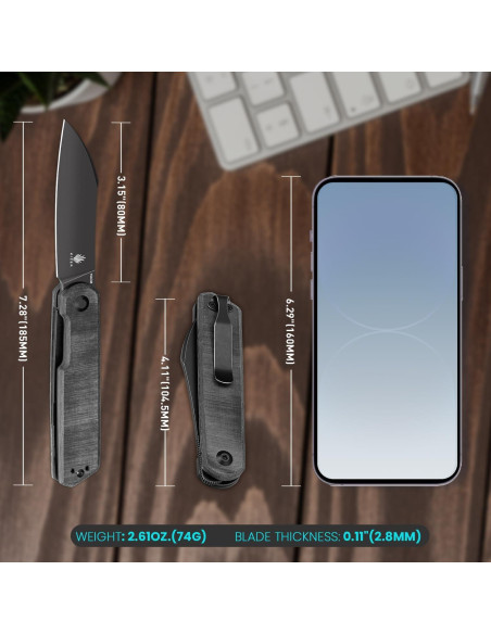 Cuchillo de bolsillo Kizer Klipper 80mm acero 154CM micarta negro