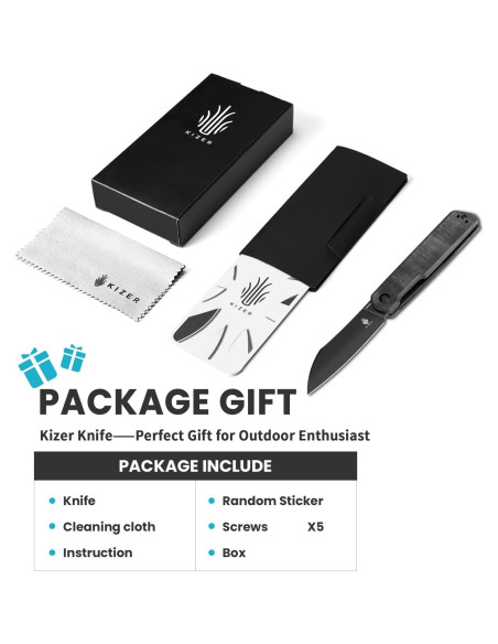 Cuchillo de bolsillo Kizer Klipper 80mm acero 154CM micarta negro
