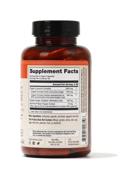 NatureWise Cúrcuma Curcumina 2250mg 90 Cápsulas Veganas