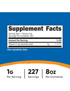 Polvo de Ácido Ascórbico Nutricost 226.8g - Vitamina C Pura 2