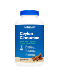 Suplemento de Canela Orgánica Nutricost 1200mg 150 Cápsulas