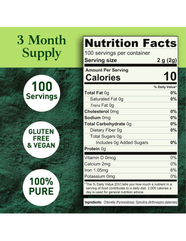 Mezcla de Polvo de Espirulina y Clorella Orgánica Good Natured 200g