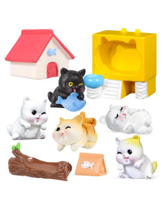 Paquete de 10 Figuras de Gato Miniatura Blingabc - Decoración Jardín