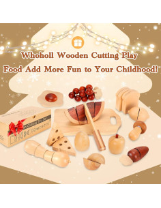 Conjunto de Comida de Madera WHOHOLL para Niños - 29 Piezas 2
