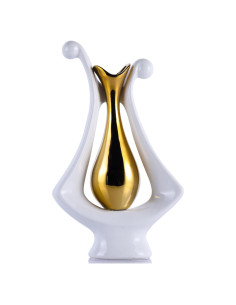 Jarrón de Cerámica Blanco y Oro XMGZQ Estilo Art Deco 1.07kg
