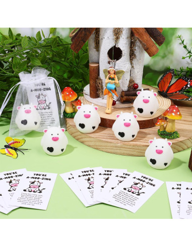 24 Juguetes de Baño de Goma Vaca HuiPiaoUS con Tarjetas