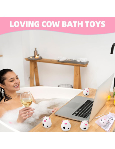 24 Juguetes de Baño de Goma Vaca HuiPiaoUS con Tarjetas