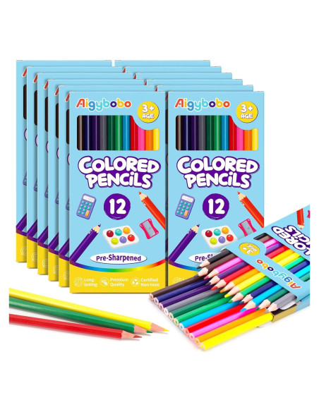 144 Lápices de Colores A Granel Aigybobo - 12 Colores Vibrantes