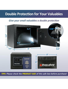 Caja Fuerte Voncabay Negra 0.23 Pies con Luz Sensor y Bolsa Fuego 2