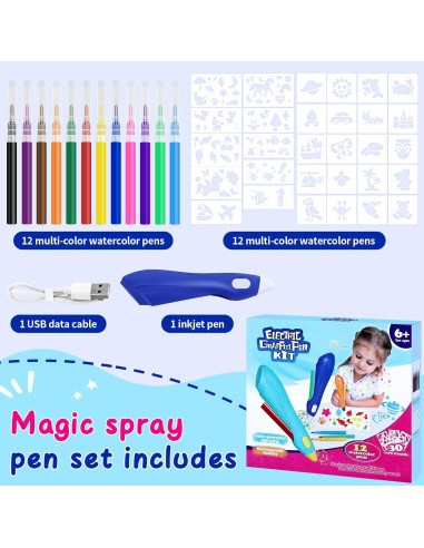 Kit de Aerógrafo Mittimiya para Niños - 12 Marcadores Lavables