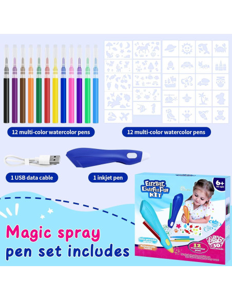 Kit de Aerógrafo Mittimiya para Niños - 12 Marcadores Lavables