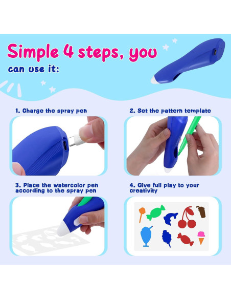 Kit de Aerógrafo Mittimiya para Niños - 12 Marcadores Lavables