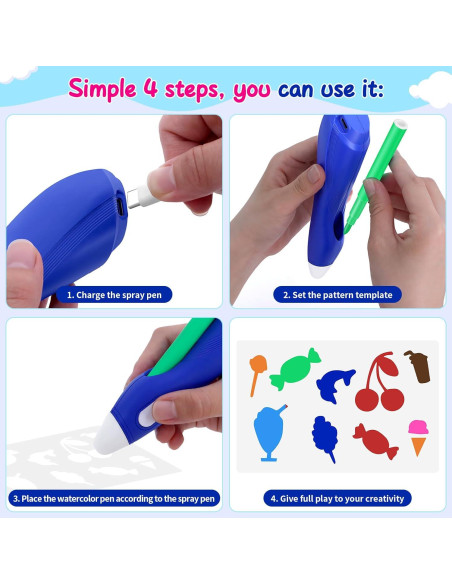 Kit de Aerógrafo Mittimiya para Niños - 12 Marcadores Lavables