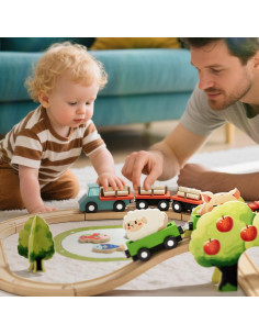 Juego de Tren de Madera Lehoo Castle 72 Piezas para Niños 3-5 Años 2