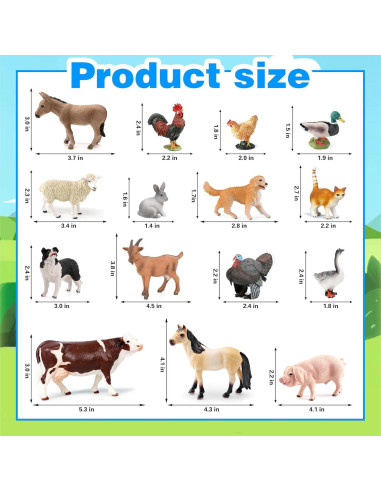15 Figuras de Animales de Granja EOIVSH - Juguetes Educativos