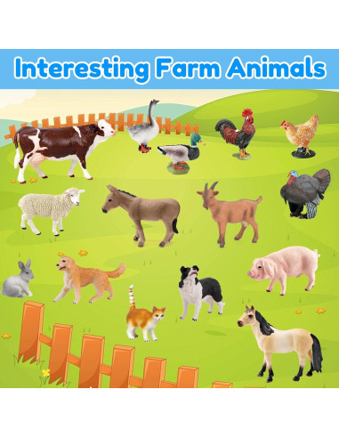 15 Figuras de Animales de Granja EOIVSH - Juguetes Educativos