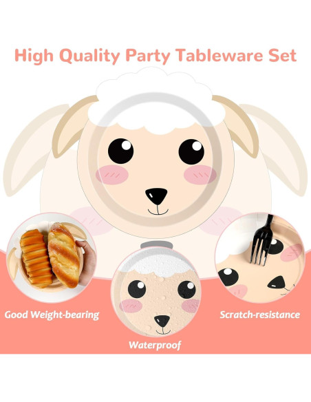 50 Platos de Papel Animales de Granja Naozinebi 23.5x22.5cm