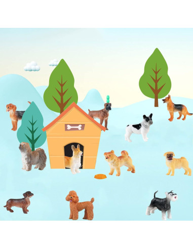 Juego de Mini Figuras de Perros RCOMG - 12 Cachorros Realistas